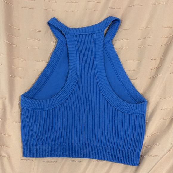 Blue Ribbed Women's Top - Picture 2 of 5